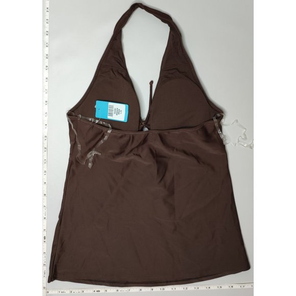 NWT California Waves Tankini Brown bikini Top - Picture 5 of 10